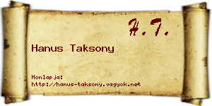 Hanus Taksony névjegykártya